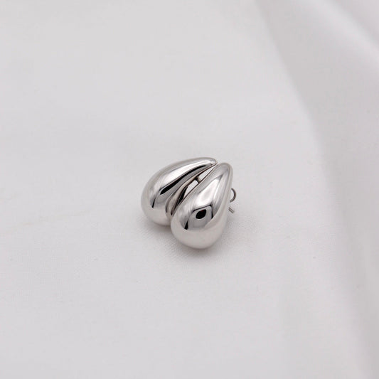 Pendientes de plata colección Gota tamaño mediano color plateado